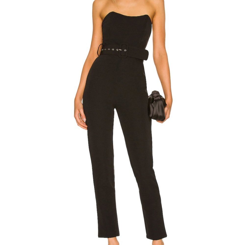 NWT superdown Naomi Belted Jumpsuit in Black Medium